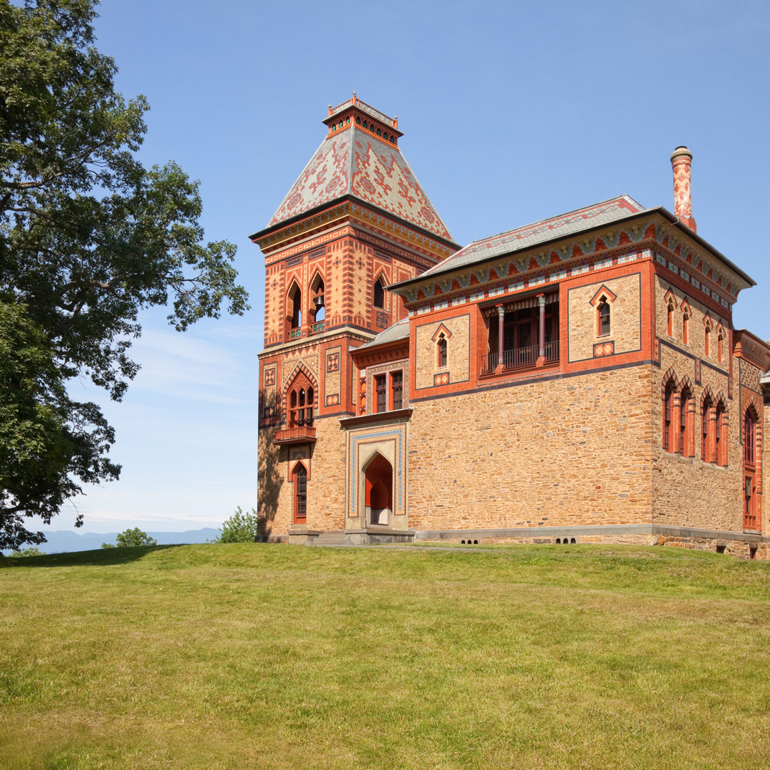 Olana castle perched on top of a hill in the upper Hudson Valley