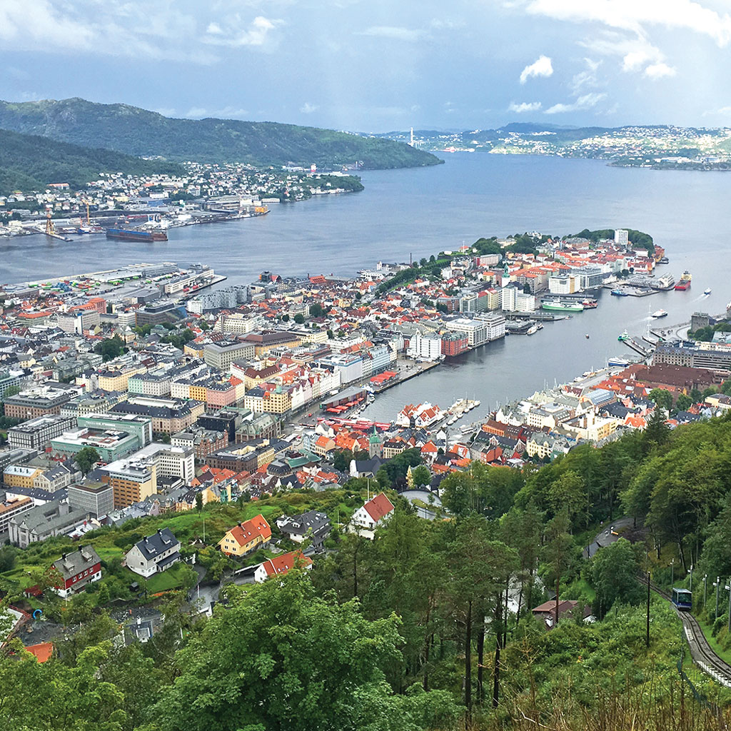 aerial view of Bergen in Norway