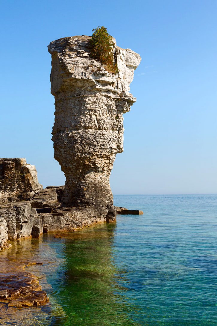 A "flowerpot" rock formation in the Fathom Five Marine Park.