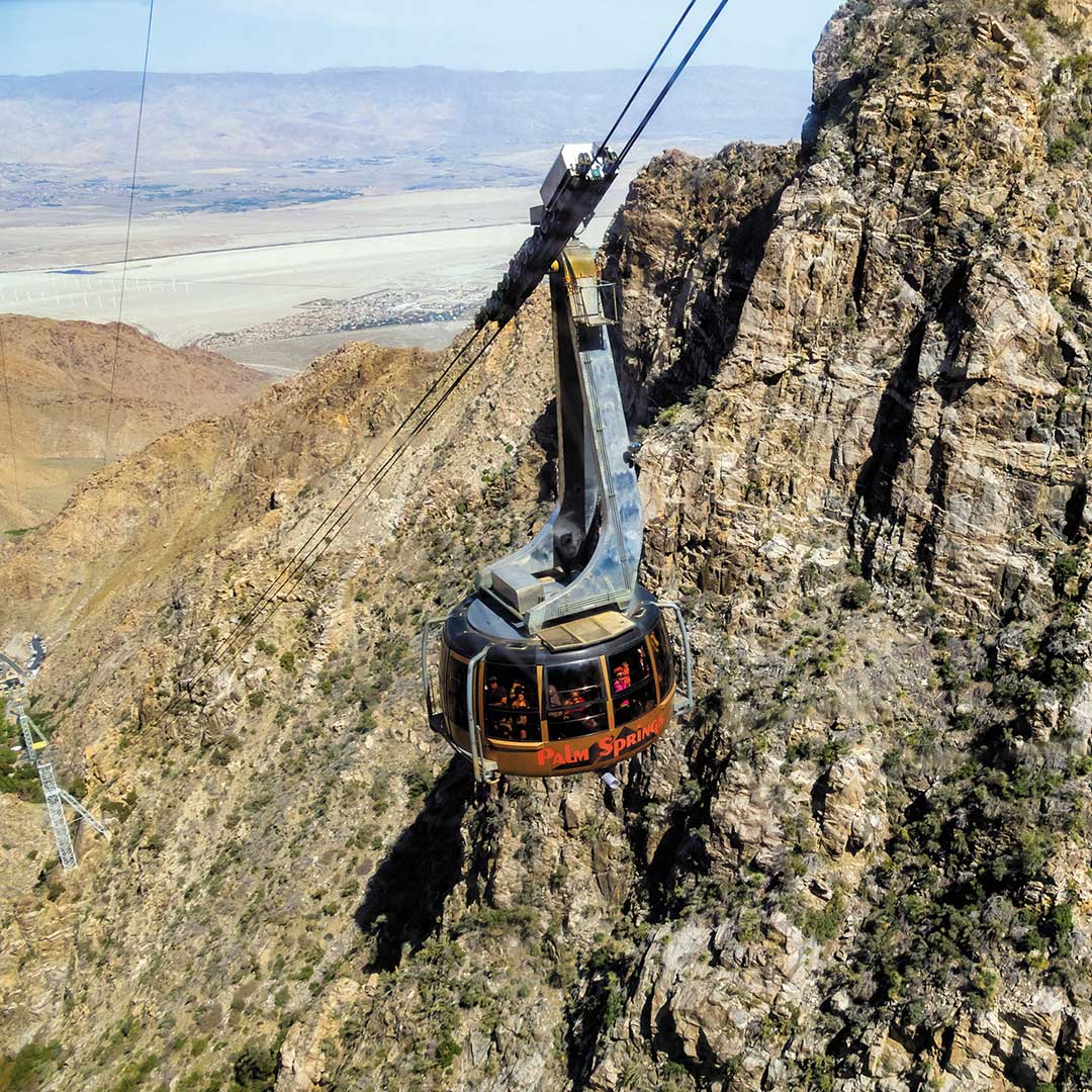 Palm Springs aerial tramway with view of landscape