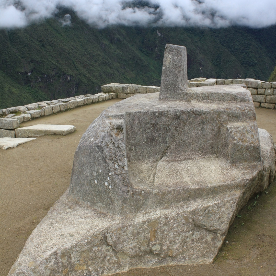 ancient carved sun dial in Peru