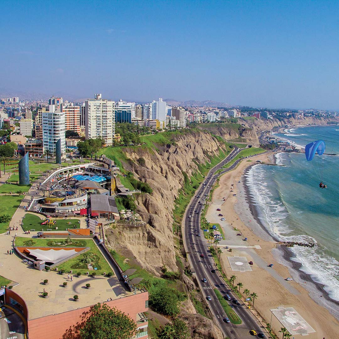 Aerial view of the coast near Miraflores
