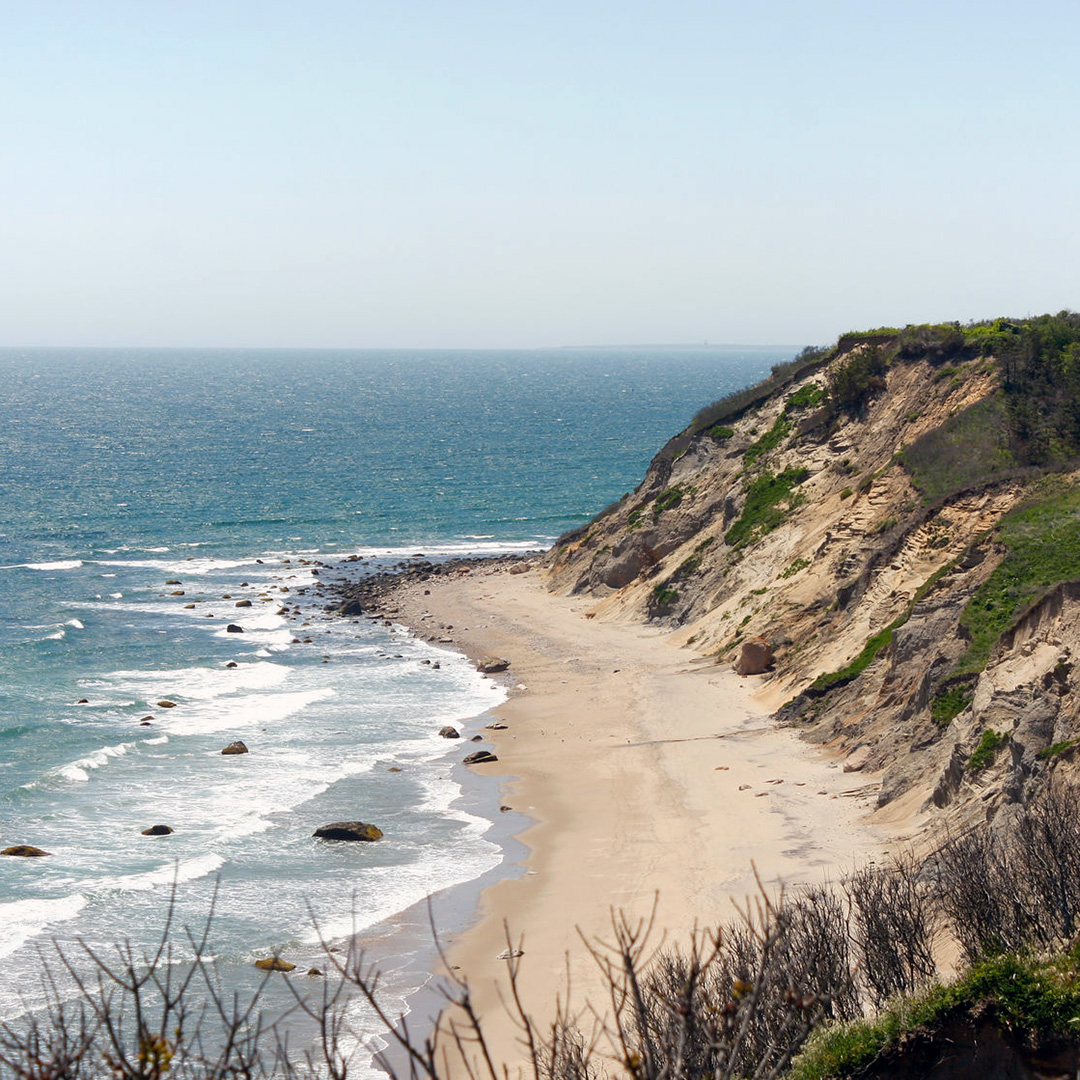 Mohegan Bluffs along the coast of Block Island, Rhode Island. 