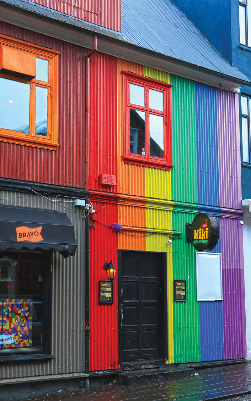 gay bar in Reykjavik with a rainbow exterior