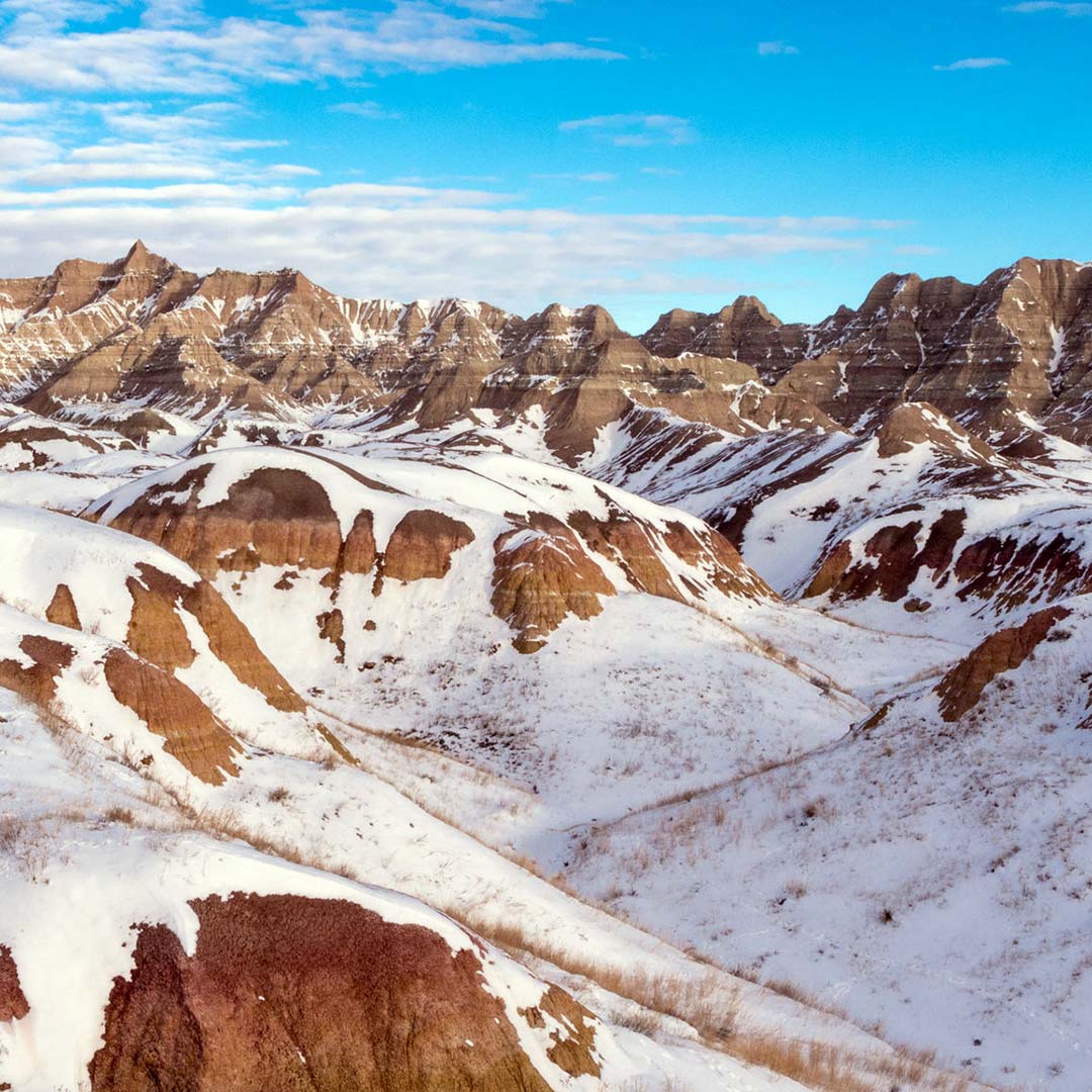 Winter in South Dakota's Badlands National Park. 