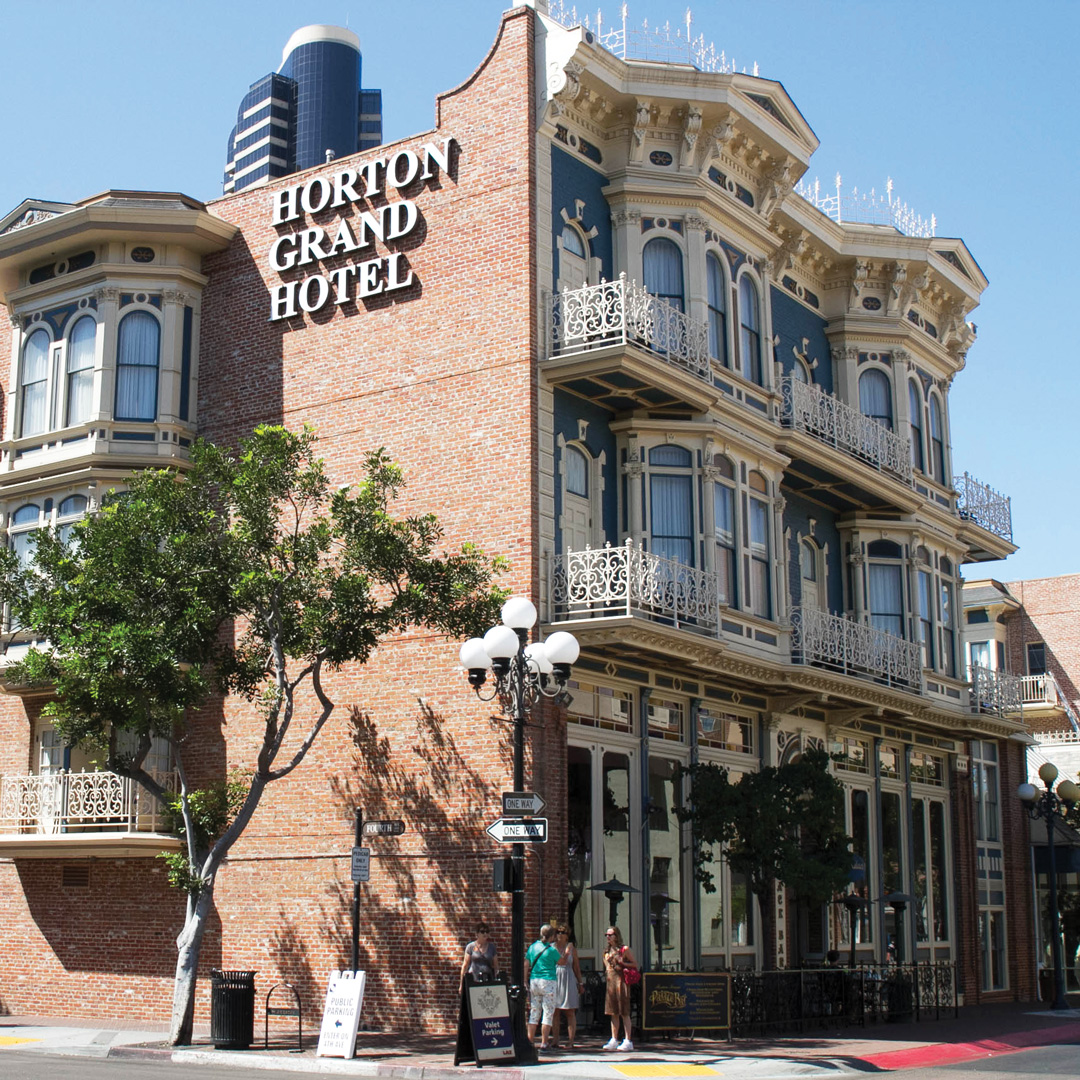 corner view of the Horton Grand Hotel in San Diego