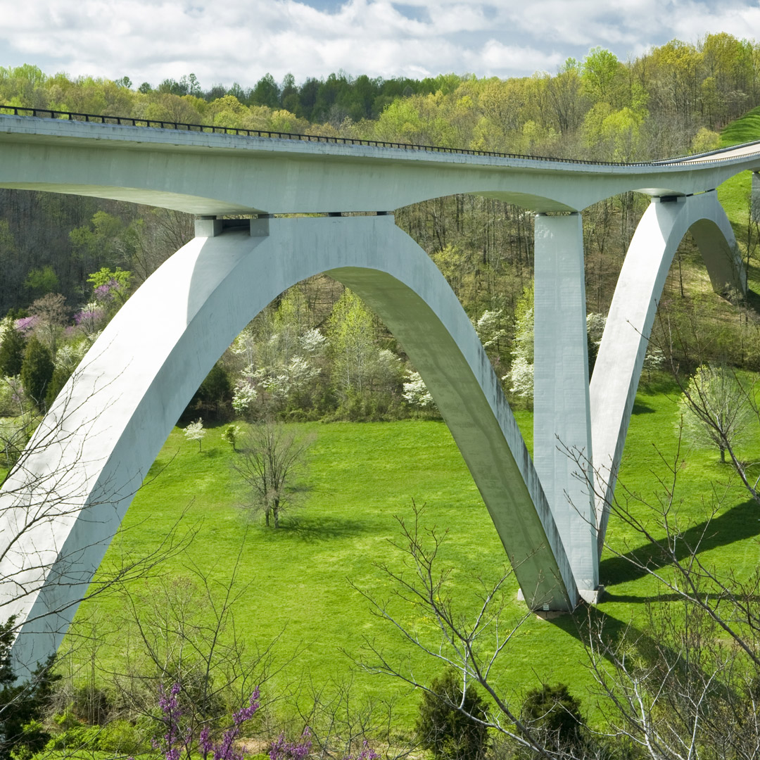 double arch bridge on the natchez trace parkway in tennessee