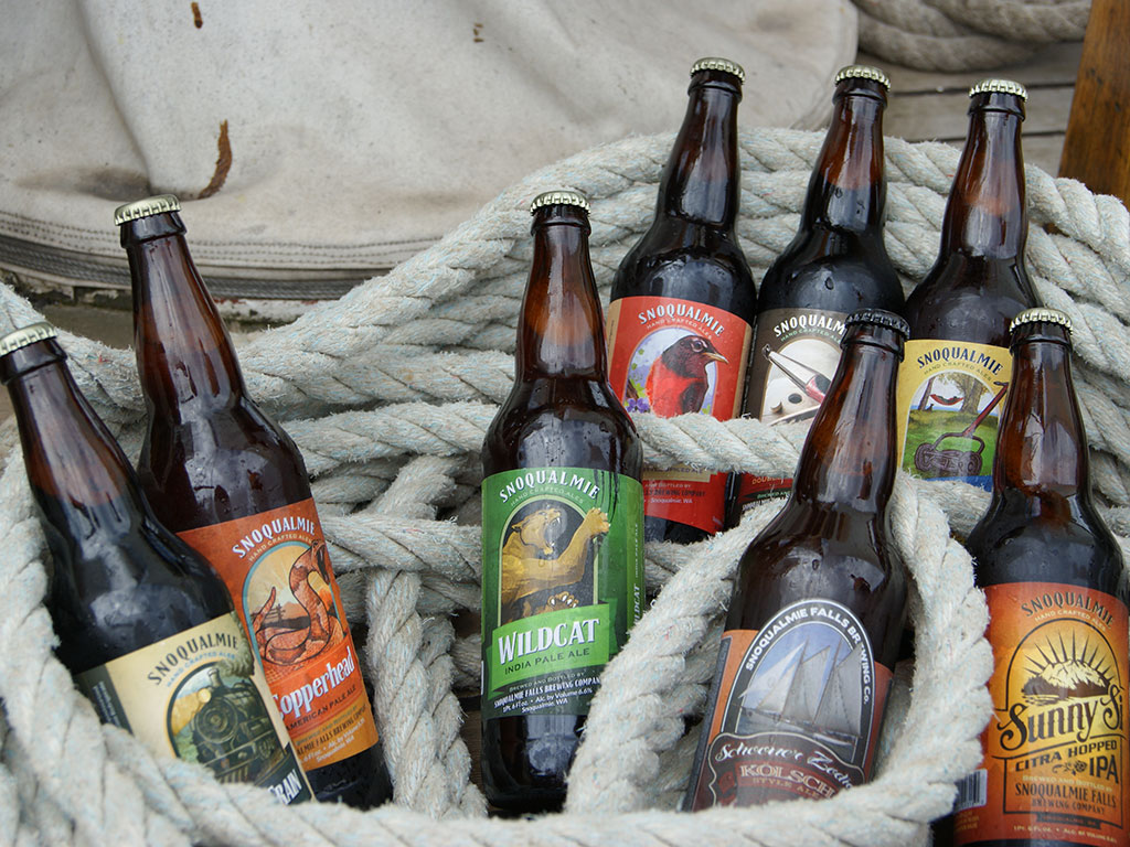 beer bottles entangled in rope