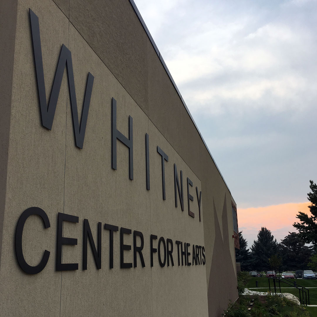 sign on the building of the Whitney Center for the Arts in Sheridan WY