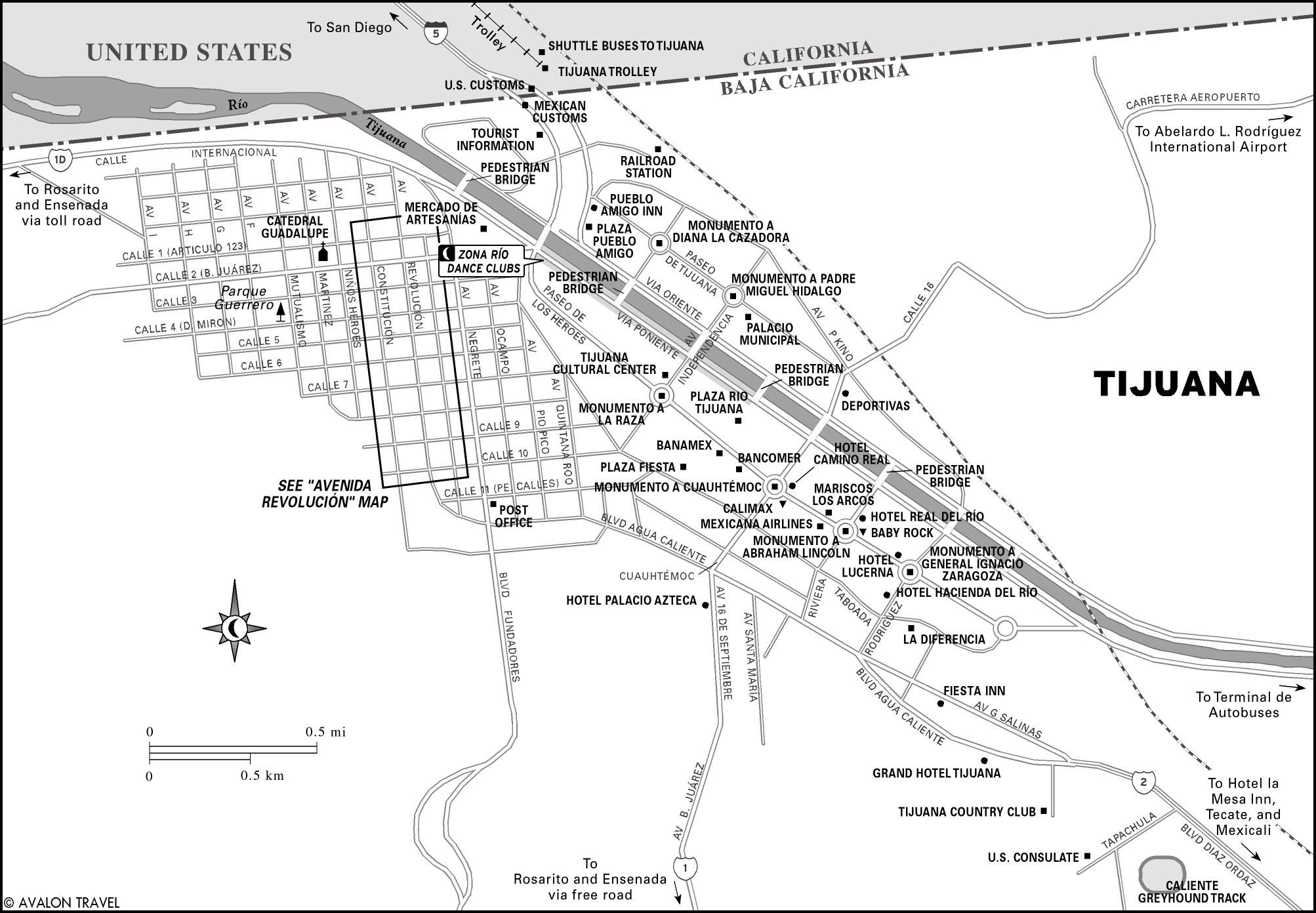 Map of Tijuana, Mexico