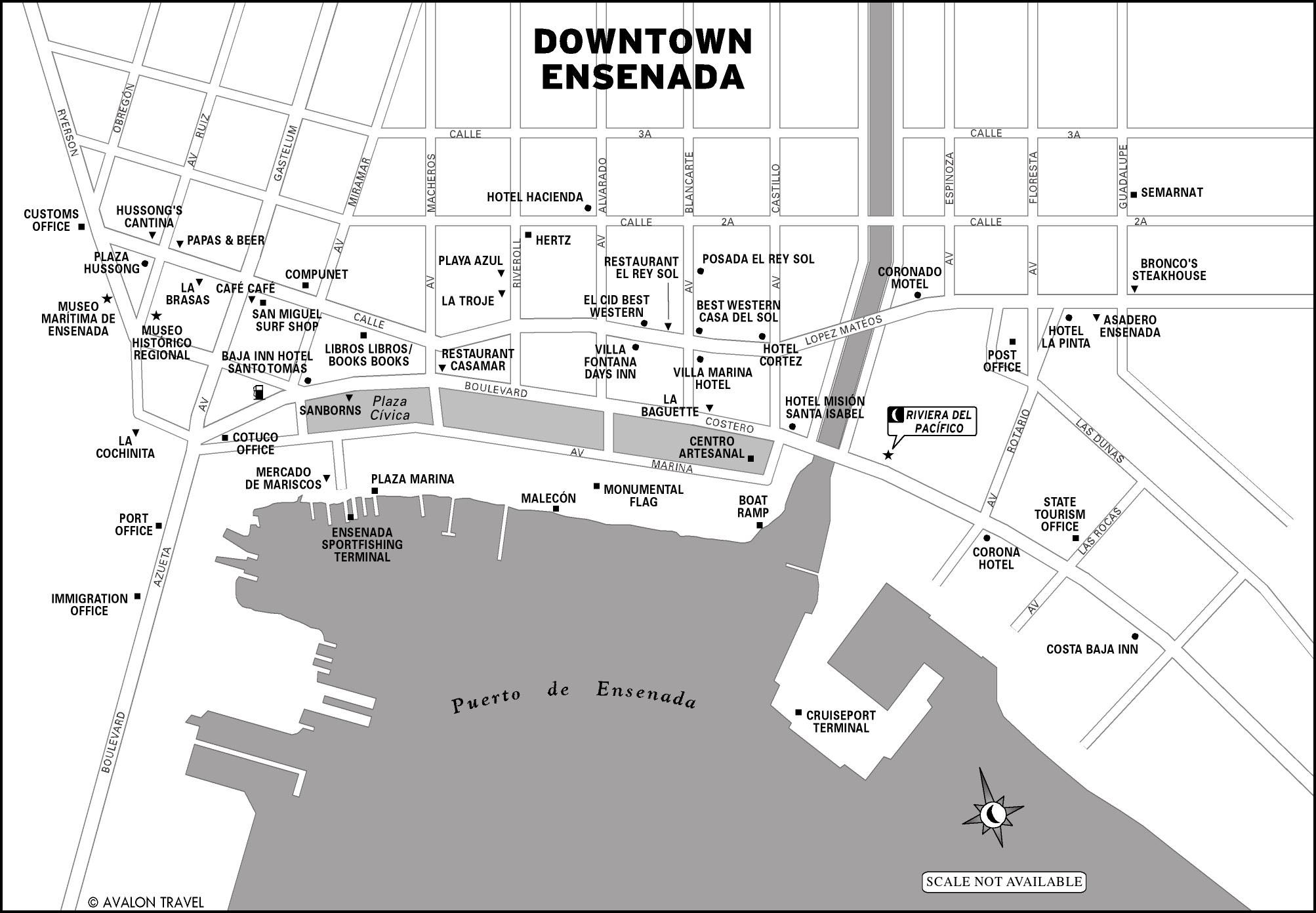 Map of Downtown Ensenada, Mexico