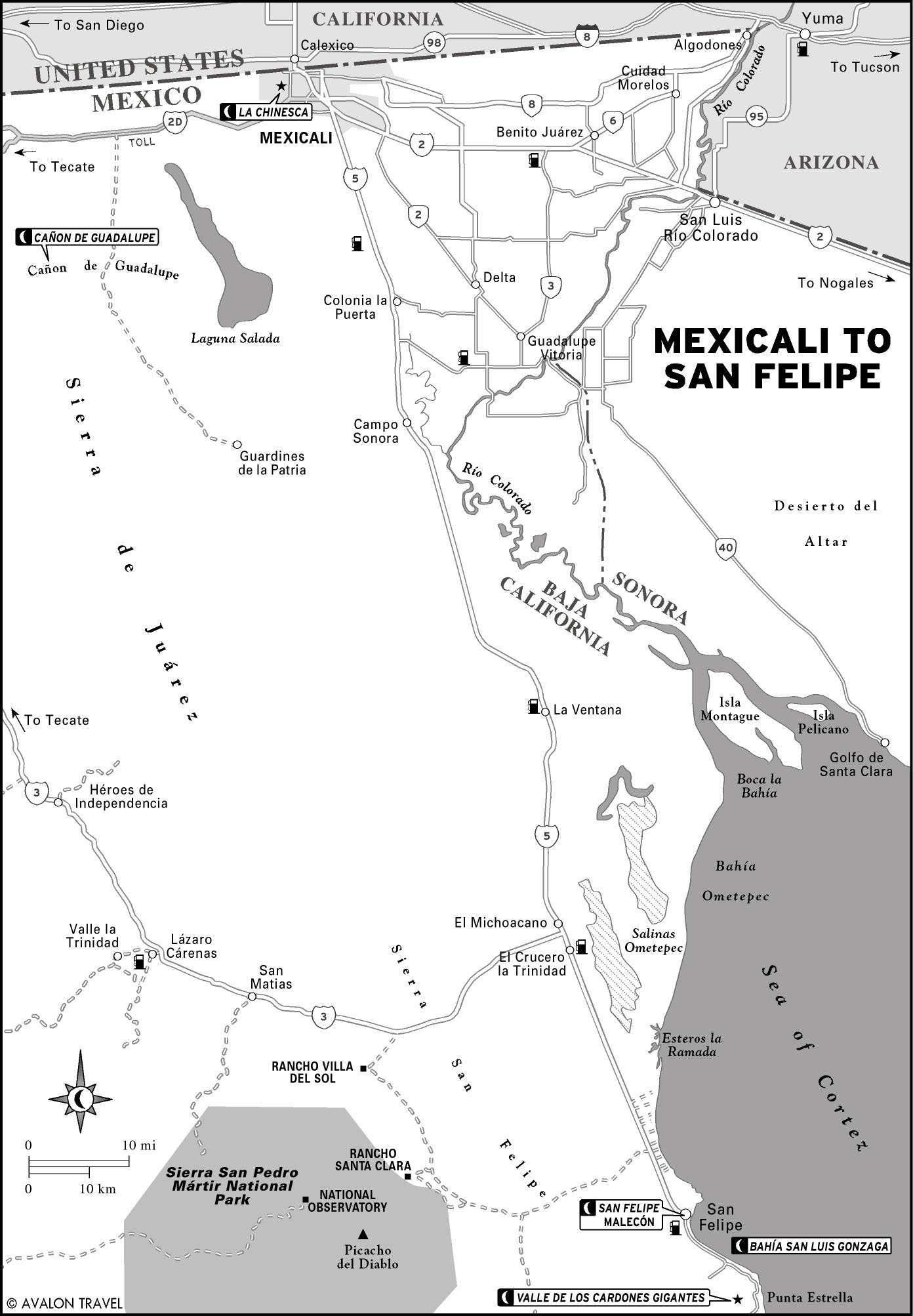 Map of Mexicali to San Felipe Mexico