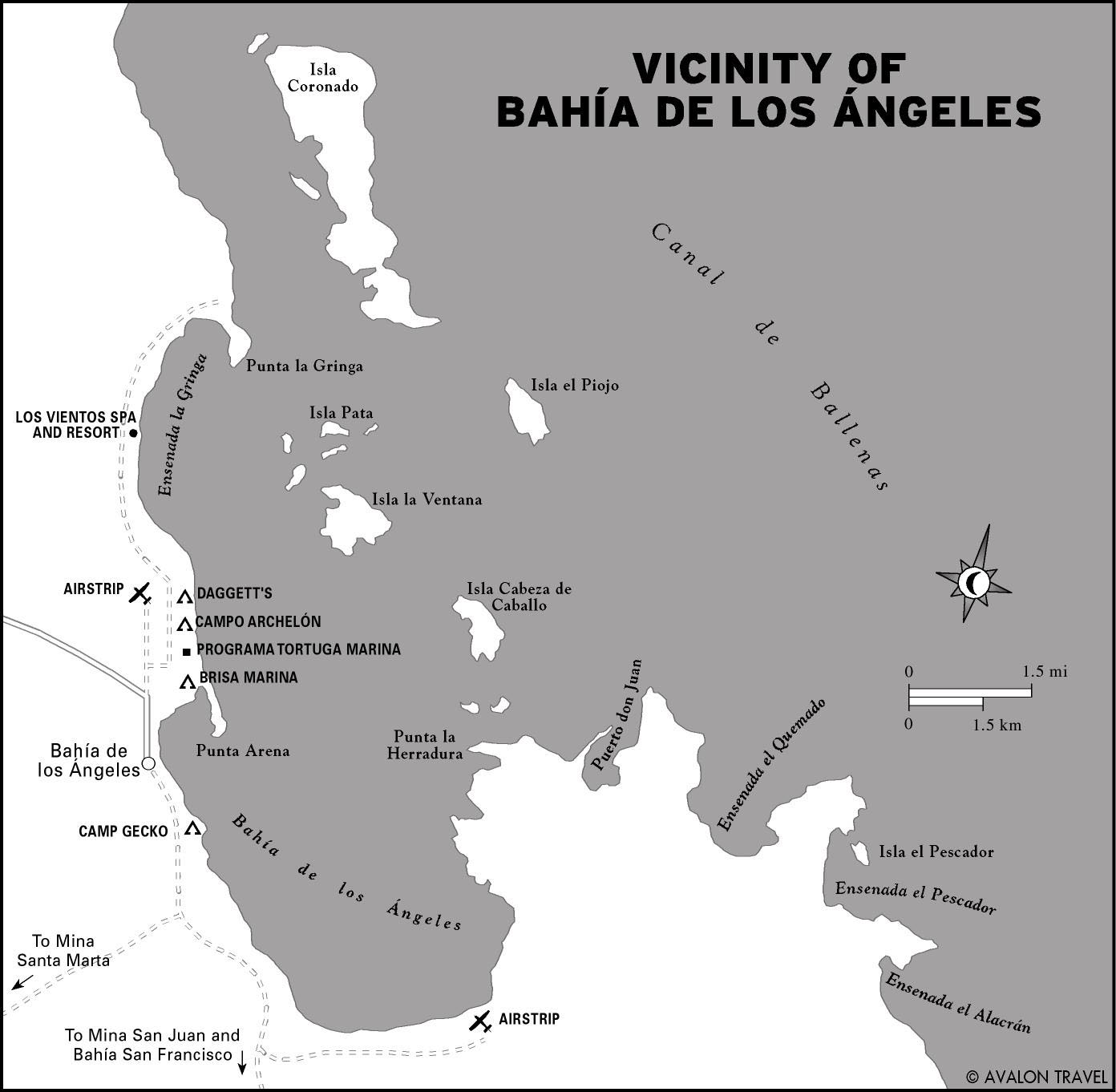Map of the Vicinity of Bahia de los Angeles in Mexico