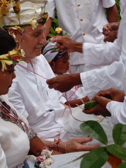Bill Dalton during the ceremony when he converted to Balinese Hinduism.