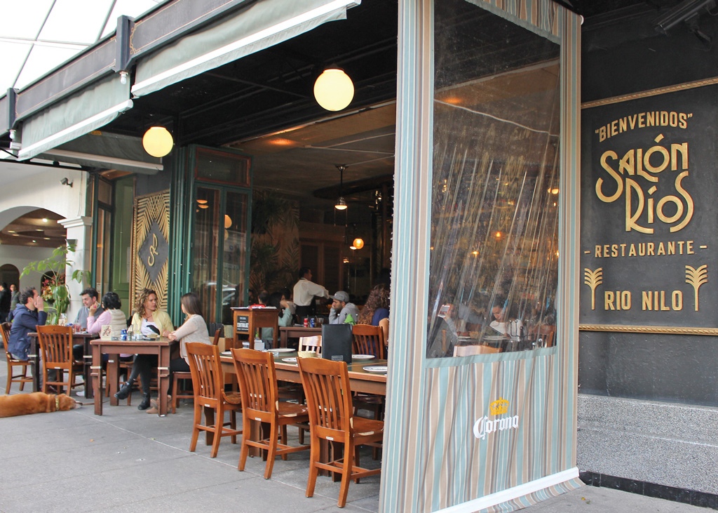 patio seating at a cantina in mexico city