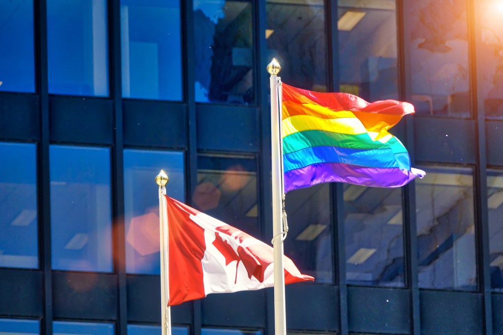 pride flag flying high in Toronto