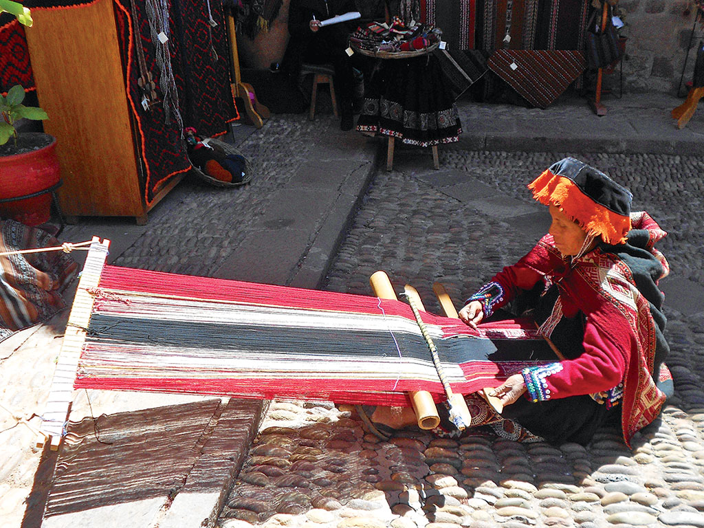 indigenous woman weaving