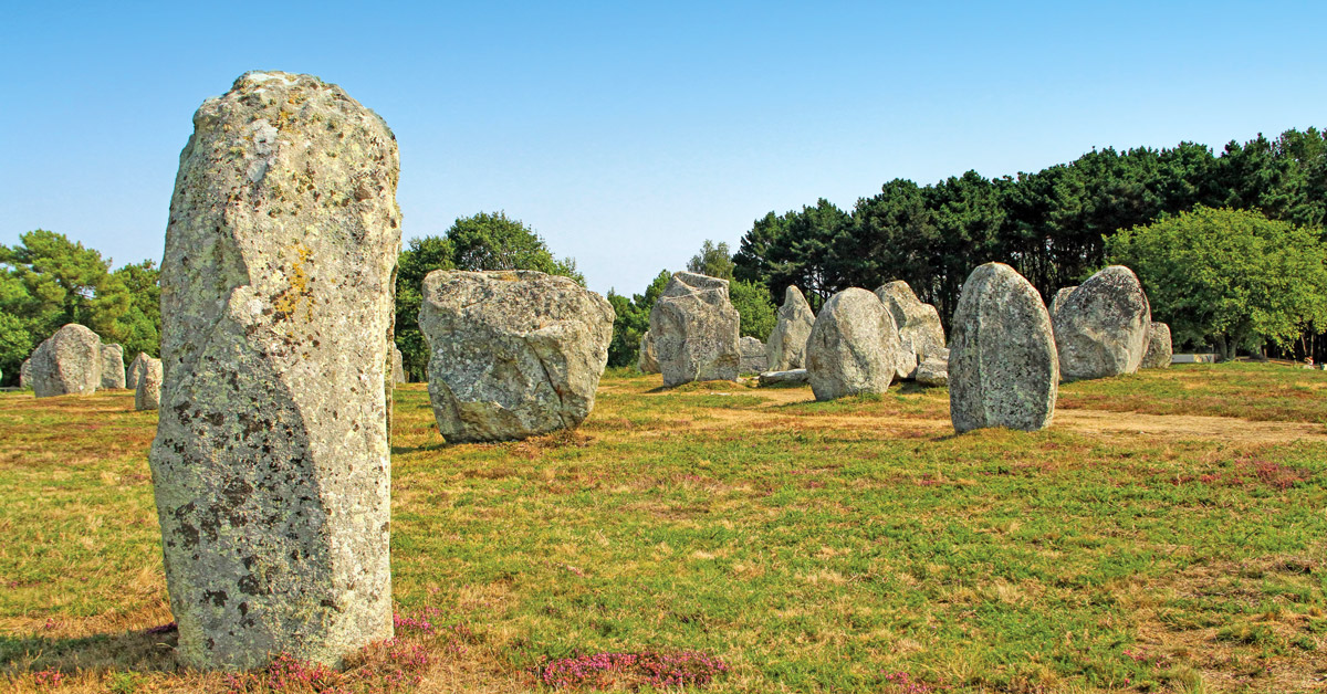 oversized stones standing in a field in Brittany