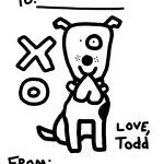 Todd Parr Coloring Page featuring a dog, a heart and an X and an O