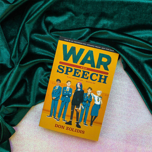 NOVL - Instagram image of book cover for 'War and Speech' by Don Zolidis