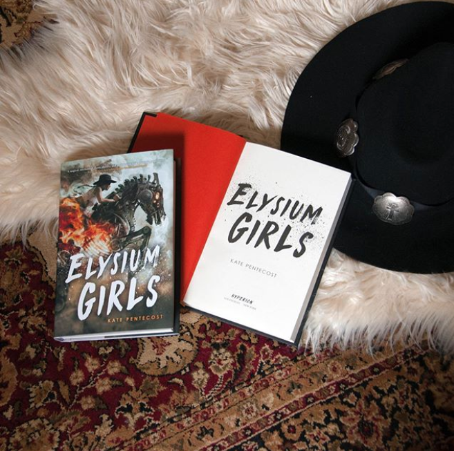 NOVL - Instagram image of book cover and inside cover for 'Elysium Girls' by Kate Pentecost