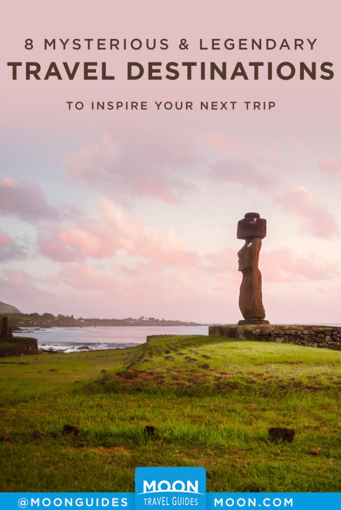 Easter Island Moai Statue. Pinterest Graphic.