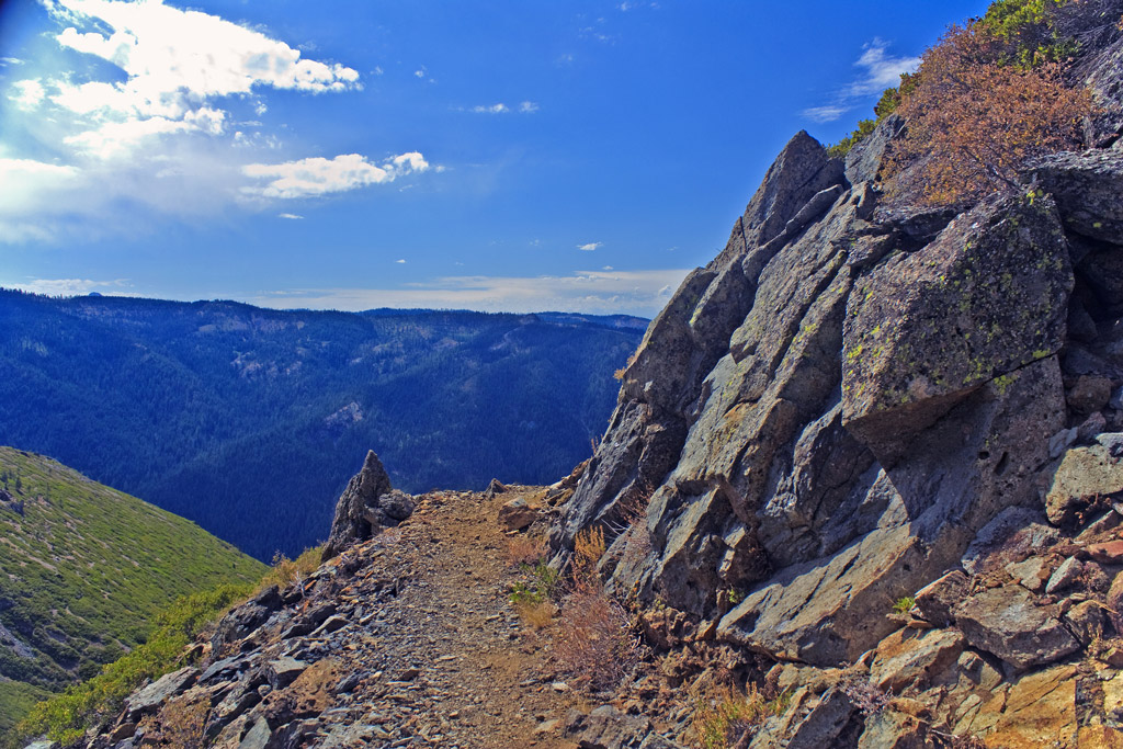 View of Sierra Buttes with blue skies