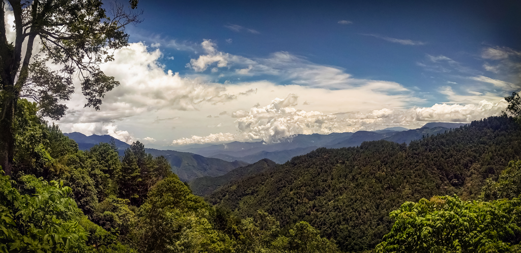 Image of San Jose Pacifico mountains with clear blue skies.