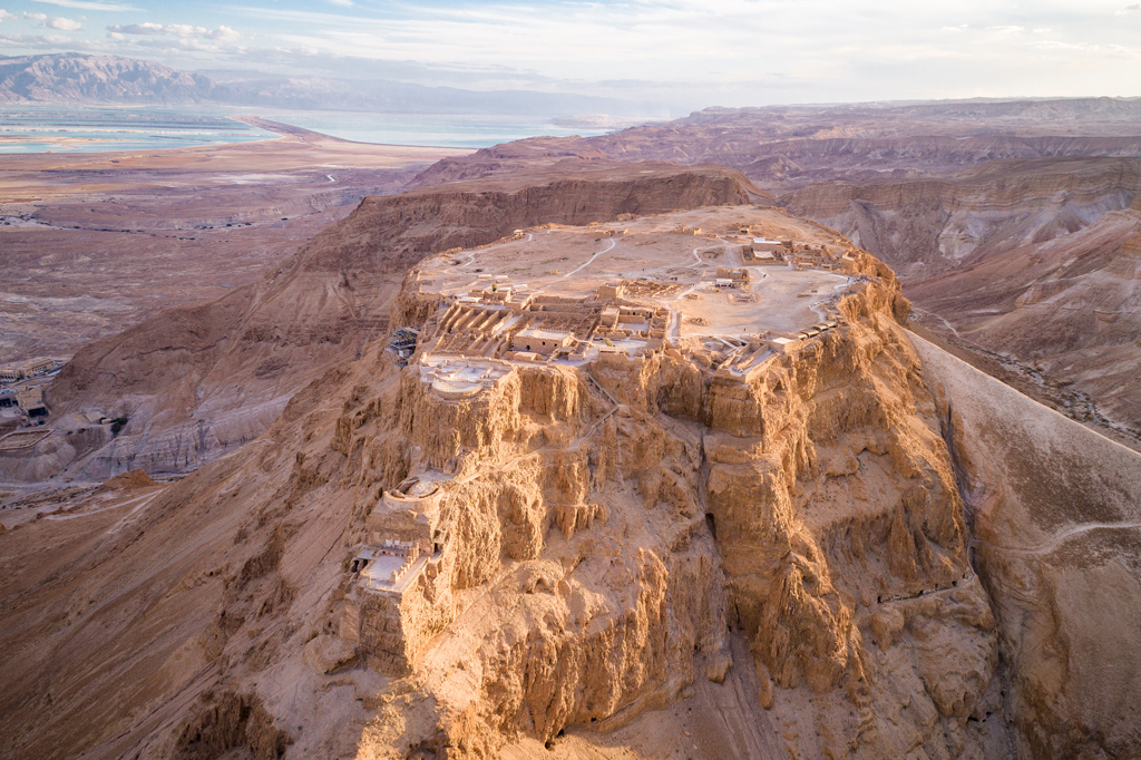 Masada National Park in Israel. Photo taken from above showing the view.