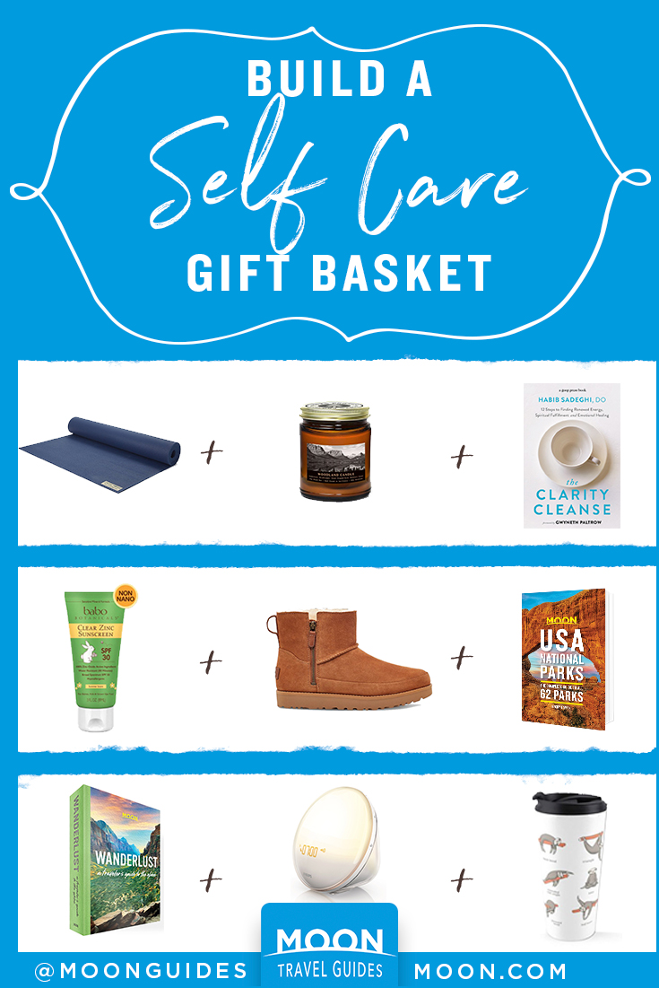 pinterest graphic that reads: self care gift basket