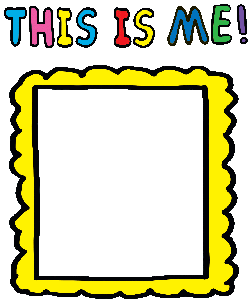 Animated GIF of a picture frame with text that reads 'This is Me!'