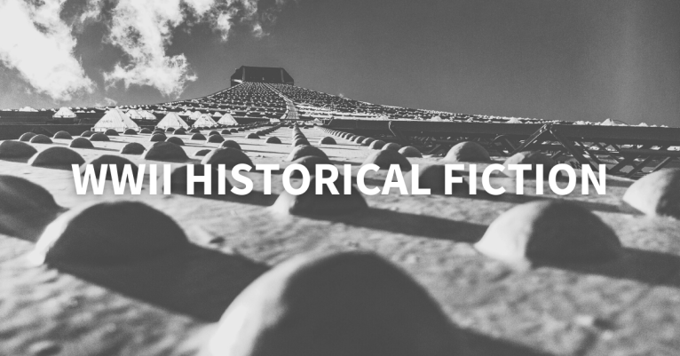 "WWII HISTORICAL FICTION" in white text over black and white Eiffel Tower background