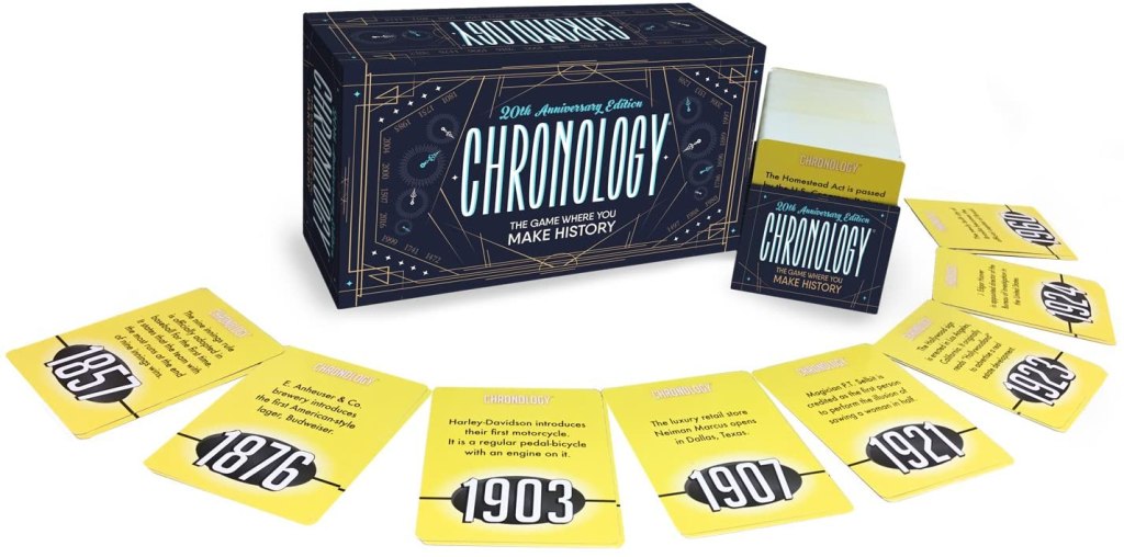 photo of chronology card game with cards 