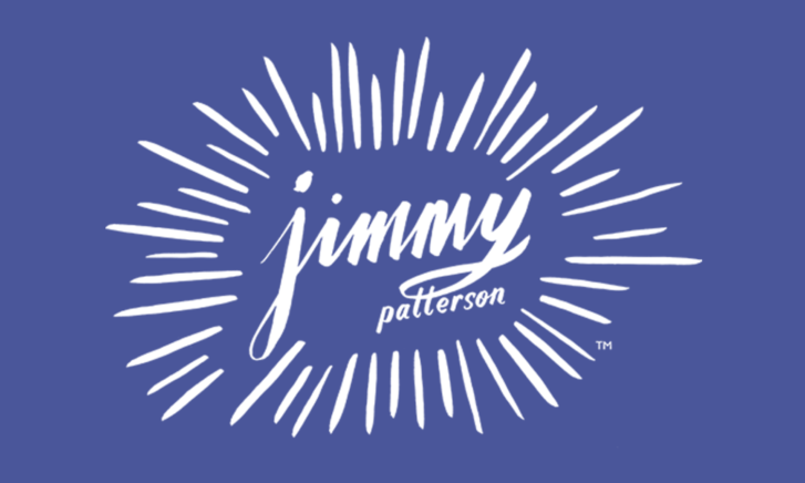Jimmy Patterson in white on an indigo background