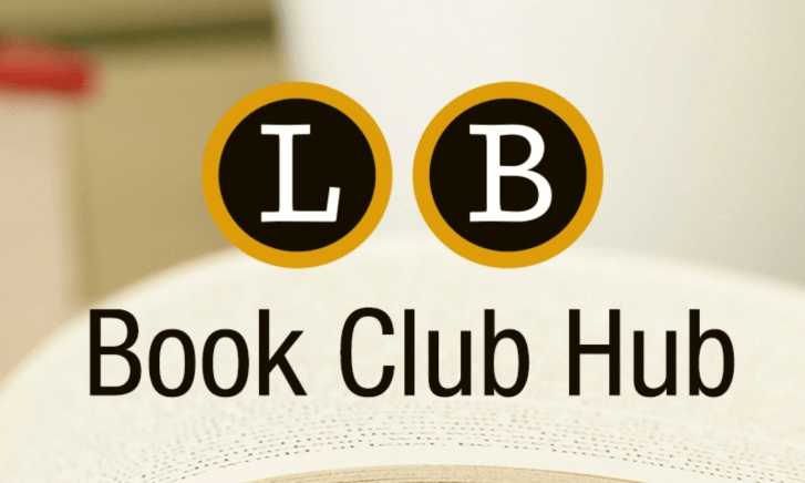 Little Brown Book Club Hub with an open book in the background