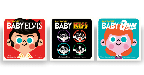 three children's books on musicians on a white background