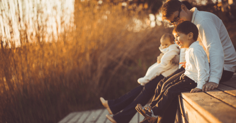 family on a bench