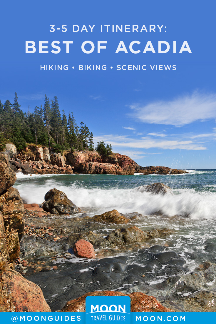 waves crashing on the coast of acadia national park