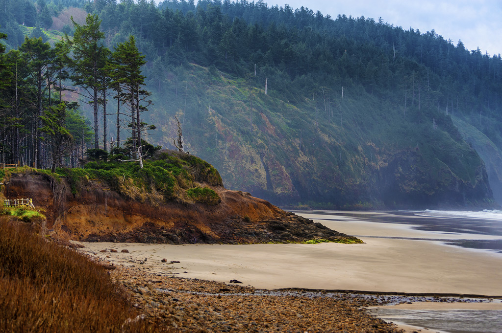 Landscape view of the beach at Cape Lookout on the Oregon Coast.