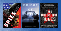 3 Spy Books on a blue background