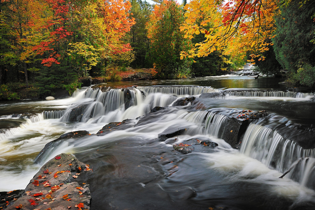 Beautiful Autumn colors at Michigan Bond Falls.