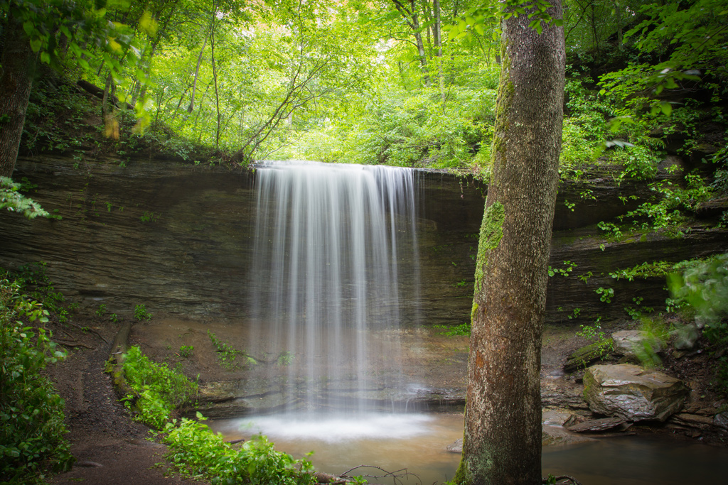 Fall Hollow Waterfall stop on around mile 394 of the Natchez Trace Parkway National Park.