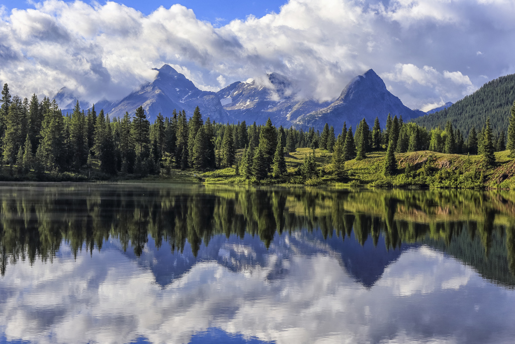 Reflection of mountains in Molas Lake, located in the San Juan mountains of Colorado
