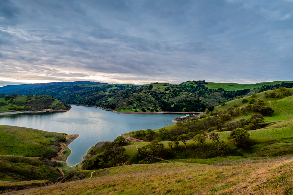 Sweeping views of Lake Del Valle from the trail networks of Del Valle Regional Park.