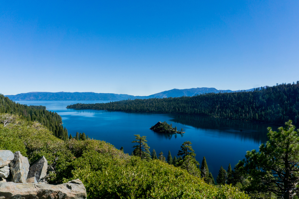 View of Emerald Bay State Park, Lake Tahoe with blue water. 