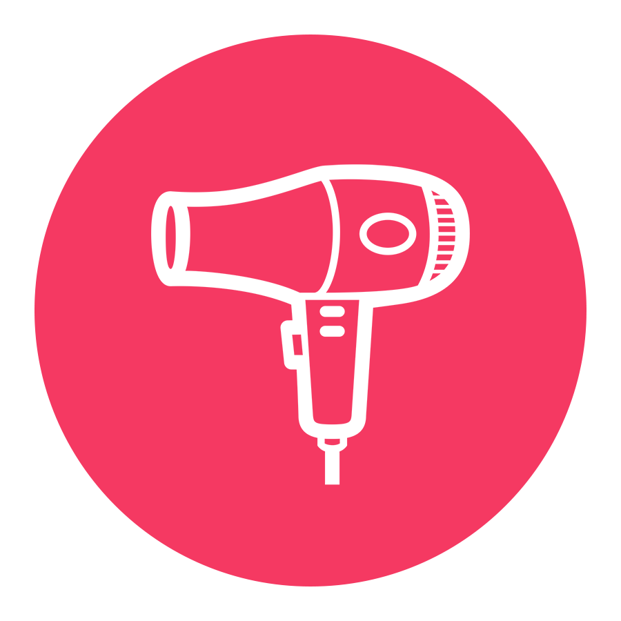 Illustrated graphic depicting a blow dryer