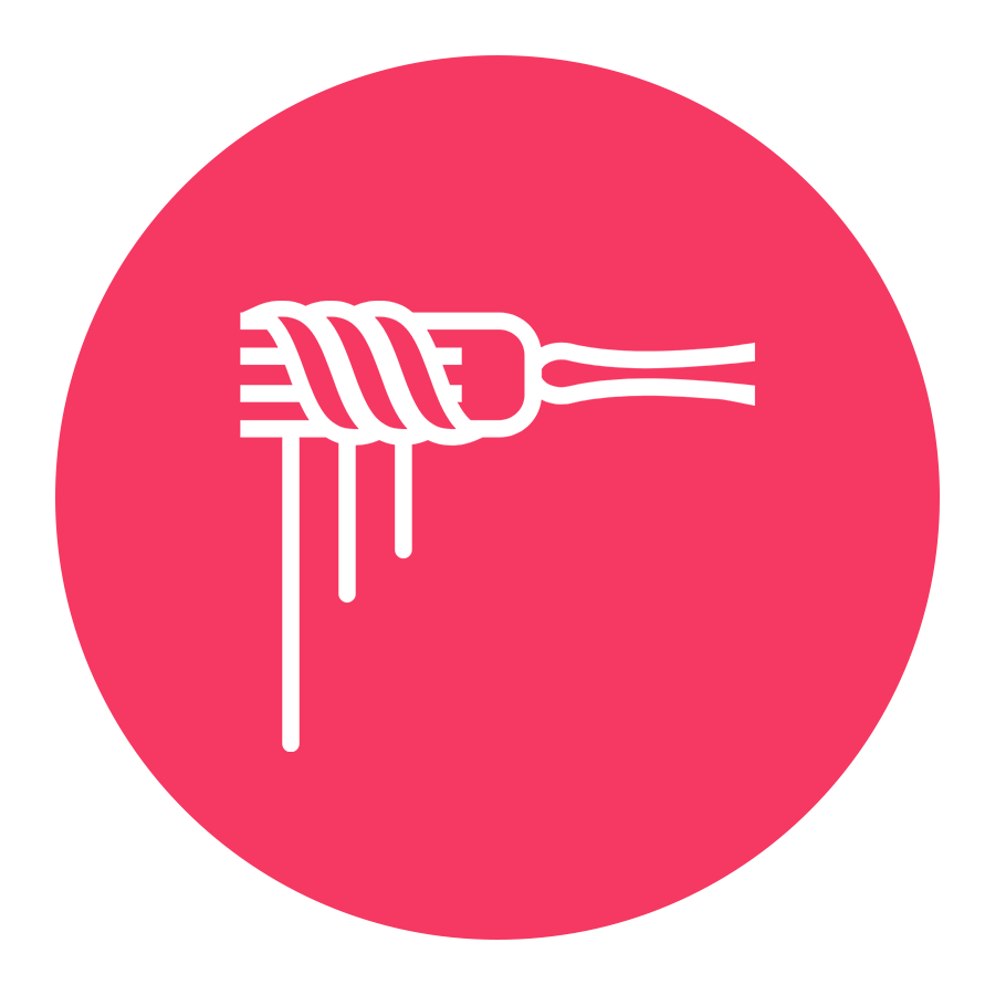 Illustrated graphic depicting a fork with pasta on it