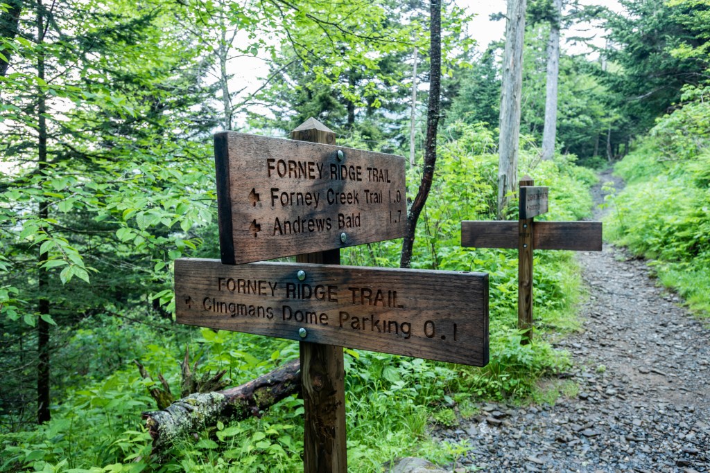 Trail sign at Forney Ridge