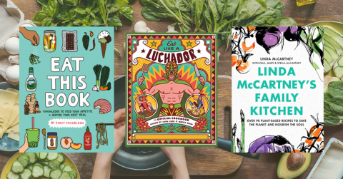 3 Books on a Cooking Background