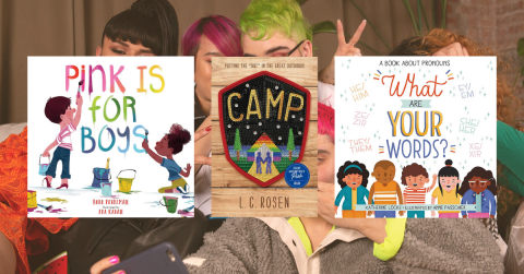 3 Pride Reads on a Background of a Pride Party